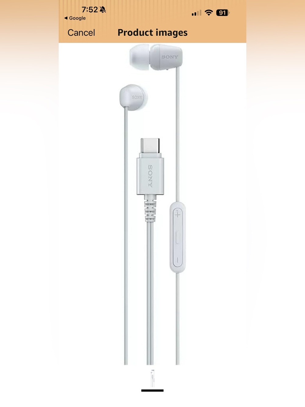 Sony White USB-C In-Ear Headphones with Inline Remote
